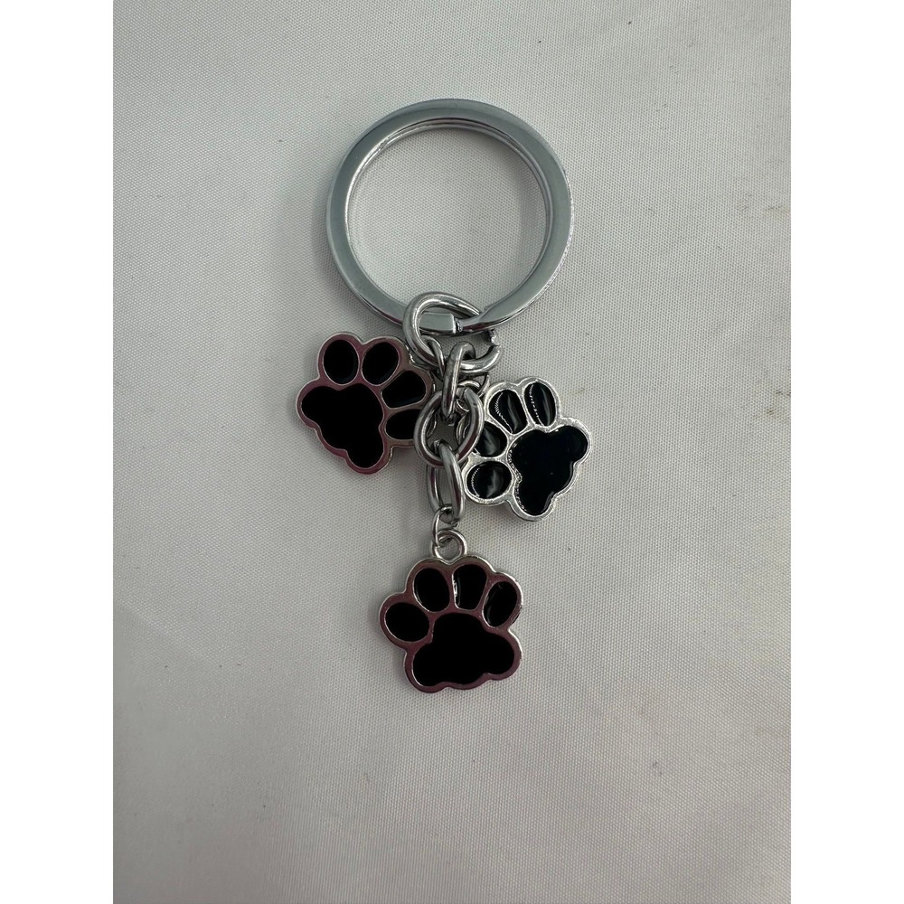 Dog paws metal purse keychain - Black